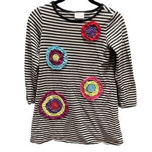 Ruffle Craft Slipover Dress Hanna Andersson Black & Clay Gray Stripes Sz 8 (130)